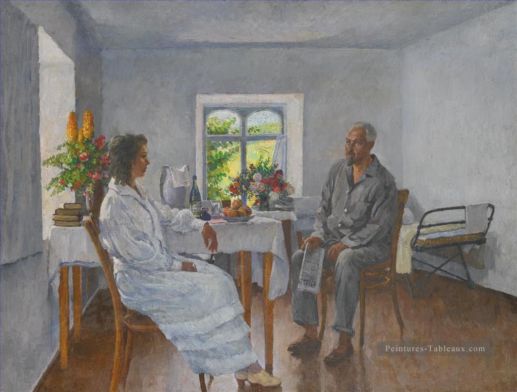 MARGARITA IVANOVNA ET ZINOVY PETROVICH SOLOVIEV ON HOLIDAY AT ARTEK Ilya Mashkov Peintures à l'huile